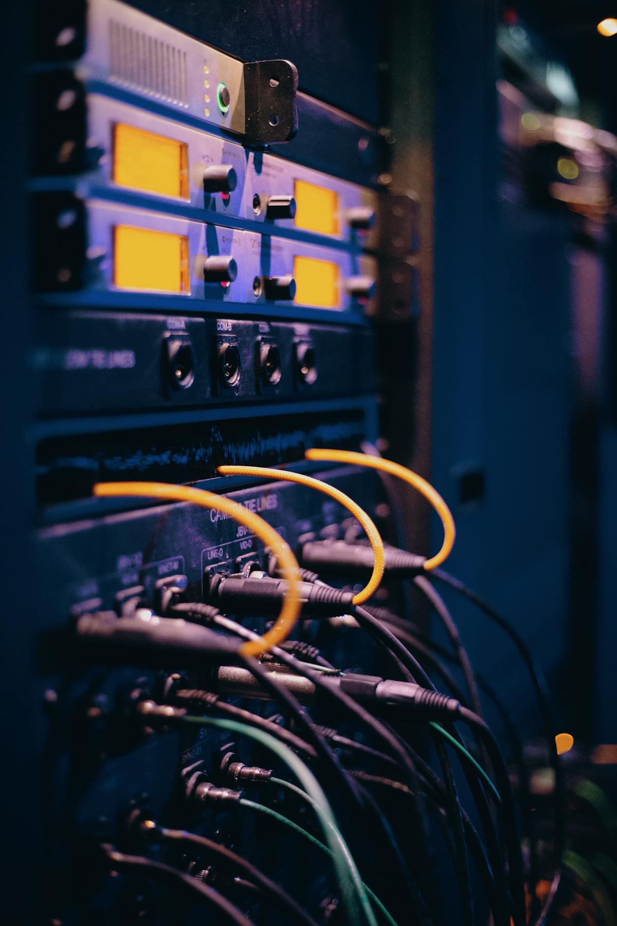 Network cables on a server rack